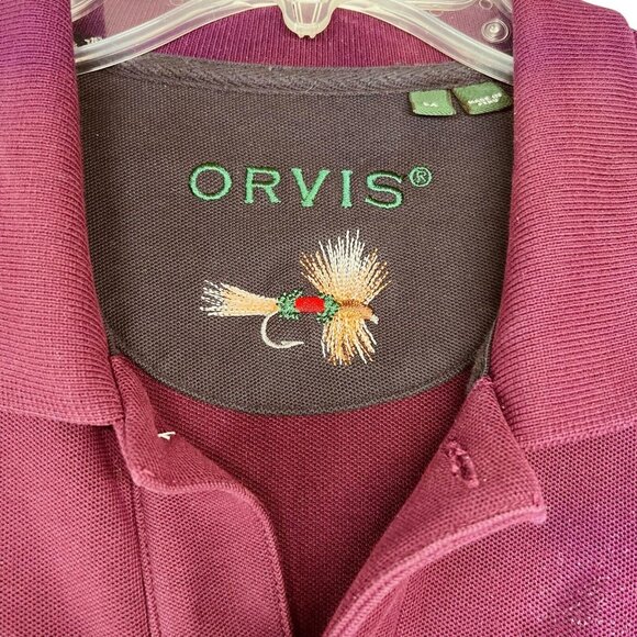 ORVIS Shirt Mens Medium Polo Henley Purple Long Sleeve Textured Knit Fishing - Picture 4 of 12